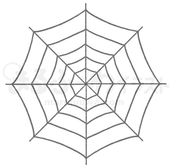 線画の無料フリー素材のサンプル　黒い蜘蛛の巣のイラスト