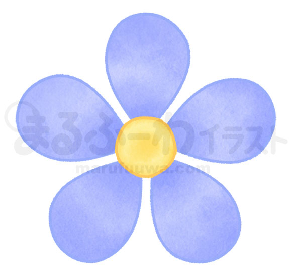 水彩風無料フリー素材のサンプル　シンプルな青いお花のイラスト