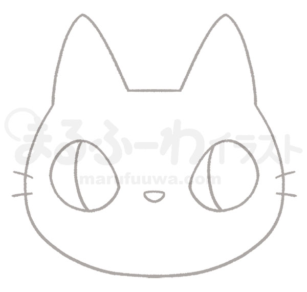 白黒線画の無料フリー素材のサンプル　猫の顔のイラスト
