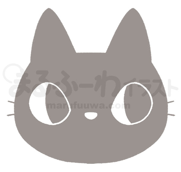 無料フリー素材のサンプル　猫の顔のシルエットイラスト