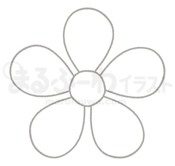 白黒線画の無料フリー素材のサンプル　シンプルなお花のイラスト