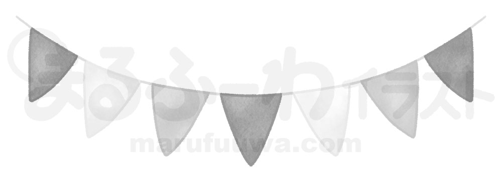 水彩風無料フリー素材のサンプル　モノトーンの、ハロウィンカラーの三角のガーランドのイラスト