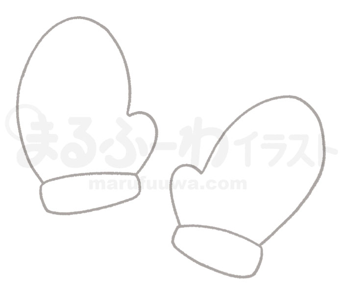 白黒線画の無料フリー素材のサンプル　ミトン型の手袋のイラスト