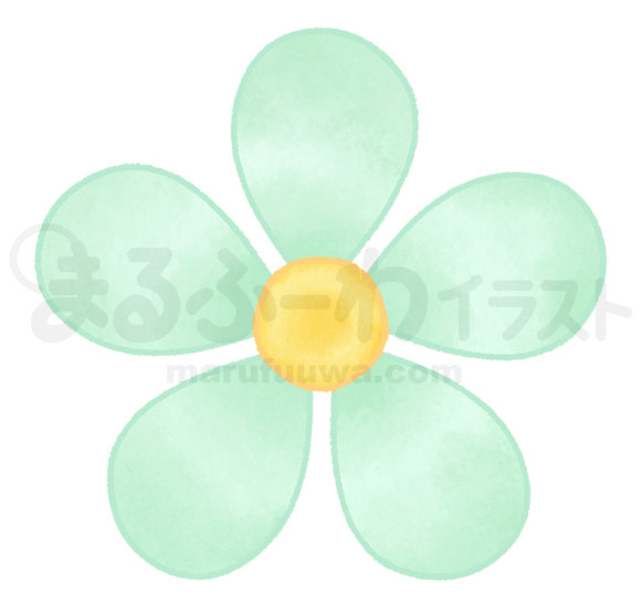 水彩風無料フリー素材のサンプル　シンプルなミントグリーンのお花のイラスト