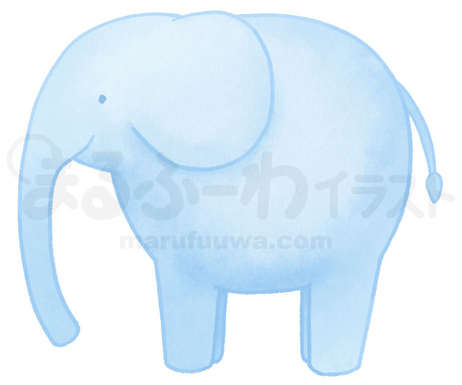 水彩風無料フリー素材のサンプル　水色の象のイラスト