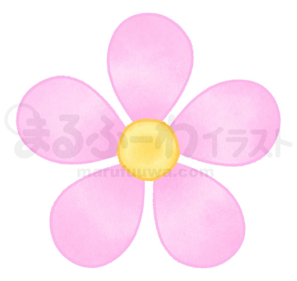 水彩風無料フリー素材のサンプル　シンプルなピンクのお花のイラスト