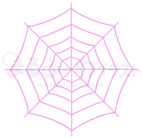 線画の無料フリー素材のサンプル　ピンクの蜘蛛の巣のイラスト