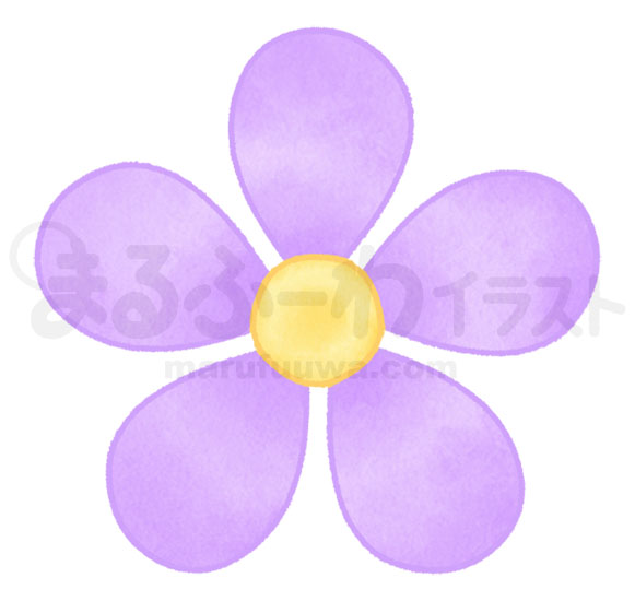 水彩風無料フリー素材のサンプル　シンプルな紫のお花のイラスト