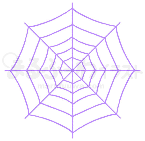 線画の無料フリー素材のサンプル　紫の蜘蛛の巣のイラスト
