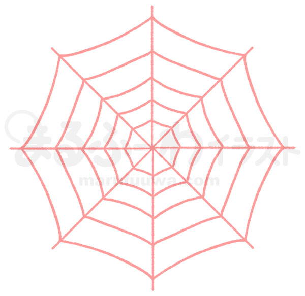 線画の無料フリー素材のサンプル　赤い蜘蛛の巣のイラスト