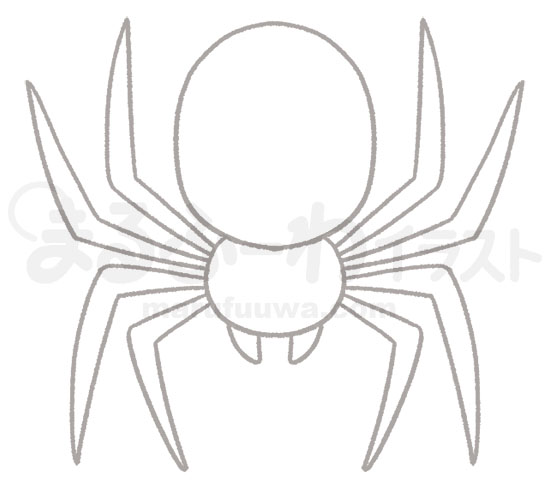 白黒線画の無料フリー素材のサンプル　シンプルな蜘蛛のイラスト