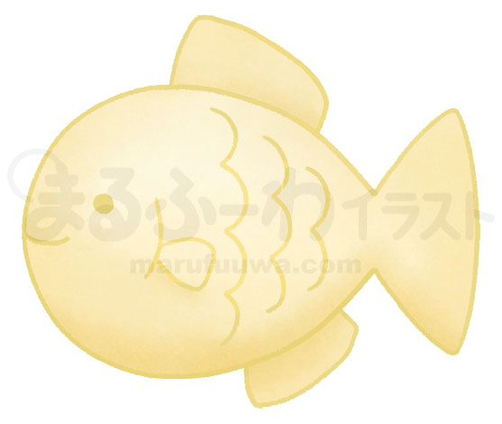 水彩風無料フリー素材のサンプル　シンプルな黄色い魚のイラスト