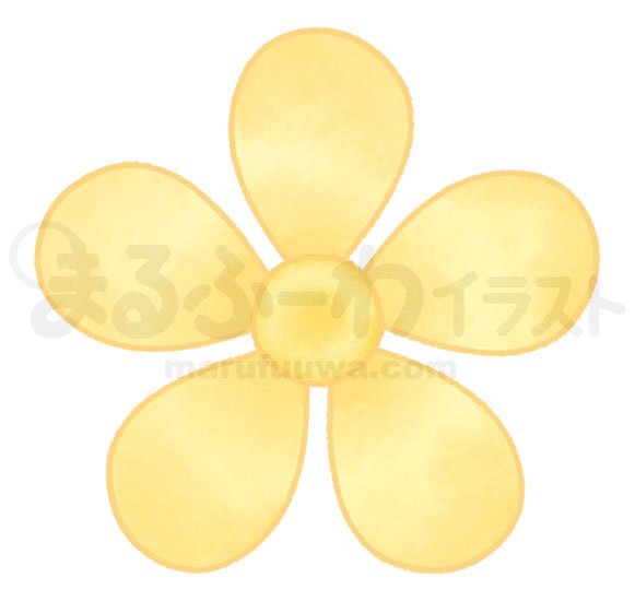 水彩風無料フリー素材のサンプル　シンプルな黄色いお花のイラスト