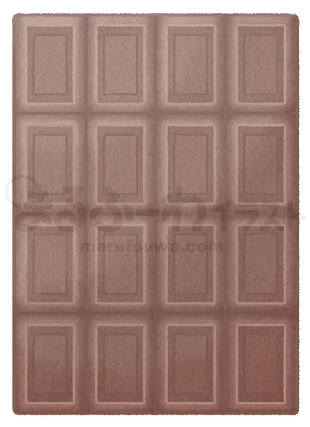 水彩風無料フリー素材のサンプル　ビター板チョコレートのイラスト