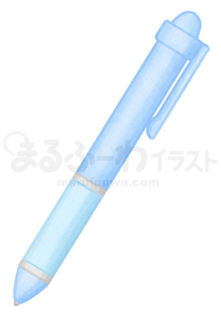 水彩風無料フリー素材のサンプル　青いボールペンのイラスト