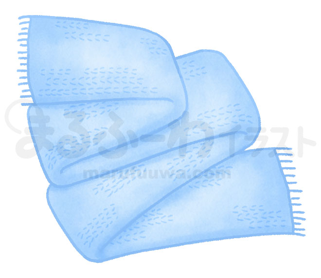 水彩風無料フリー素材のサンプル　青いマフラーのイラスト