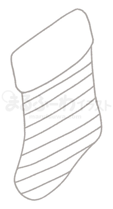 白黒線画の無料フリー素材のサンプル　ボーダーのクリスマスの靴下のイラスト