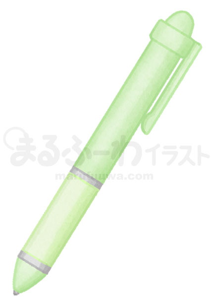 水彩風無料フリー素材のサンプル　緑のボールペンのイラスト