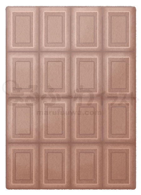 水彩風無料フリー素材のサンプル　ミルク板チョコレートのイラスト