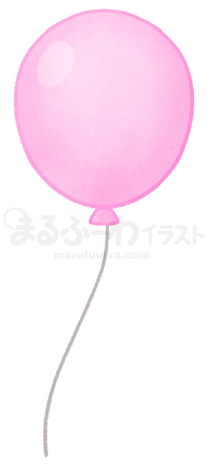 水彩風無料フリー素材のサンプル　ピンクの風船のイラスト