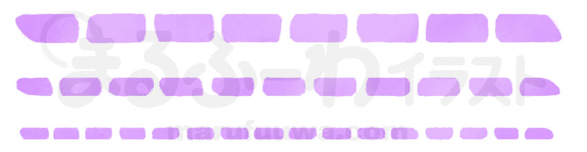 水彩風無料フリー素材のサンプル　色々な太さの手書きの紫の波線のイラスト