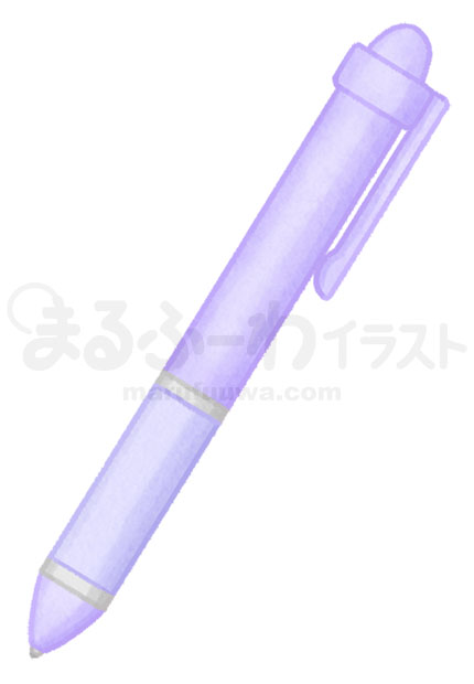 水彩風無料フリー素材のサンプル　紫のボールペンのイラスト