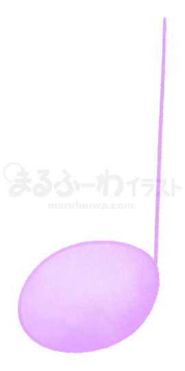 水彩風無料フリー素材のサンプル　紫の四分音符のイラスト