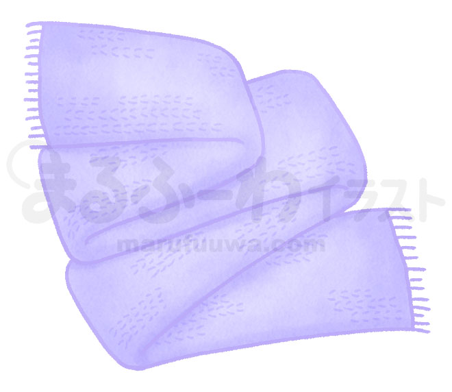水彩風無料フリー素材のサンプル　紫のマフラーのイラスト