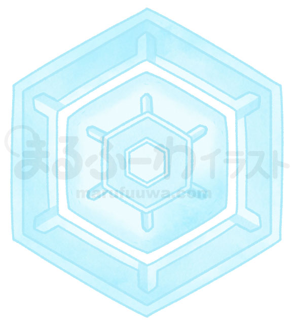 水彩風無料フリー素材のサンプル　雪の結晶のイラストD