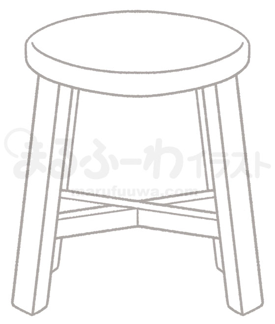 白黒線画の無料フリー素材のサンプル　丸椅子のイラスト