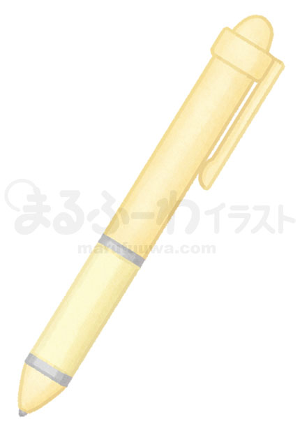 水彩風無料フリー素材のサンプル　黄色いボールペンのイラスト