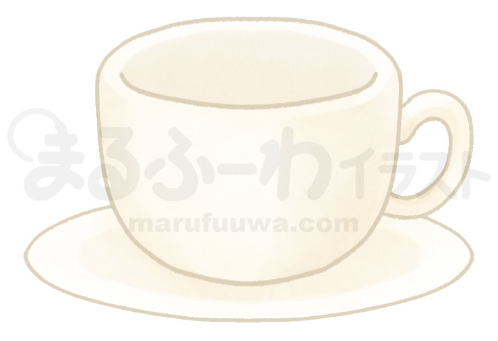 水彩風無料フリー素材のサンプル　空のコーヒーカップのイラスト