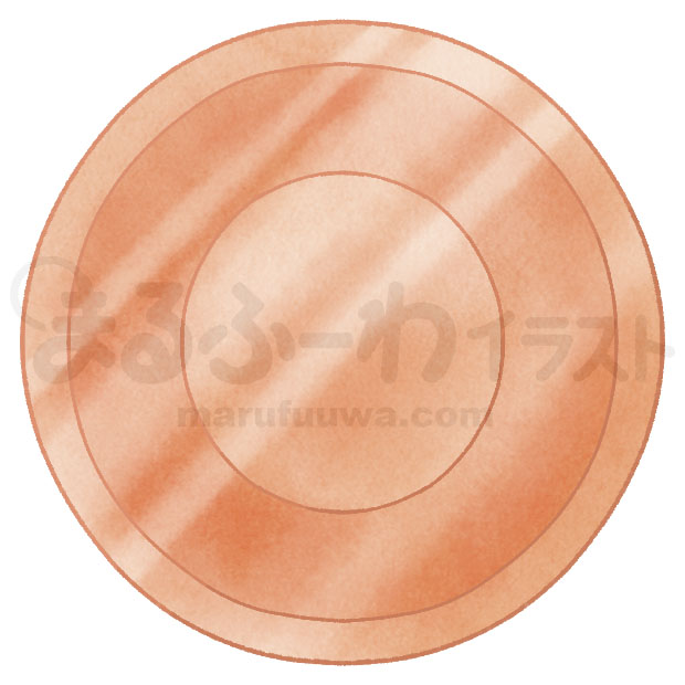 水彩風無料フリー素材のサンプル　銅のコインのイラスト