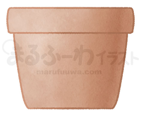水彩風無料フリー素材のサンプル　茶色い植木鉢のイラスト