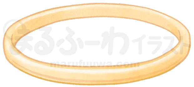 水彩風無料フリー素材のサンプル　金色のシンプルな指輪のイラスト