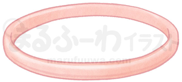 水彩風無料フリー素材のサンプル　ピンクのシンプルな指輪のイラスト