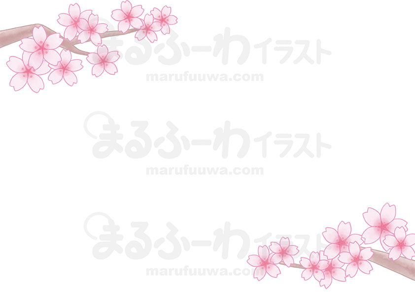 水彩風無料フリー素材のサンプル　桜のフレームのイラスト