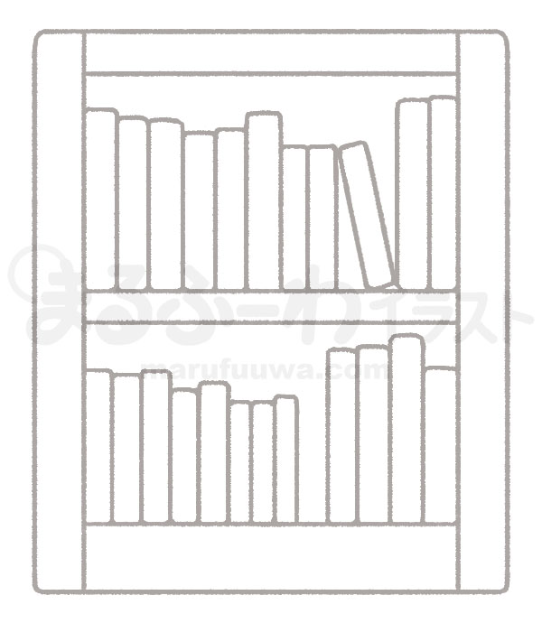 白黒線画の無料フリー素材のサンプル　小さい本棚のイラスト
