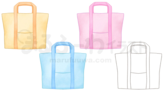 水彩風と線画のかわいい無料フリー素材　エコバッグ（手提げ鞄）のイラスト