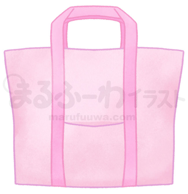 水彩風無料フリー素材のサンプル　ピンクのエコバッグのイラスト