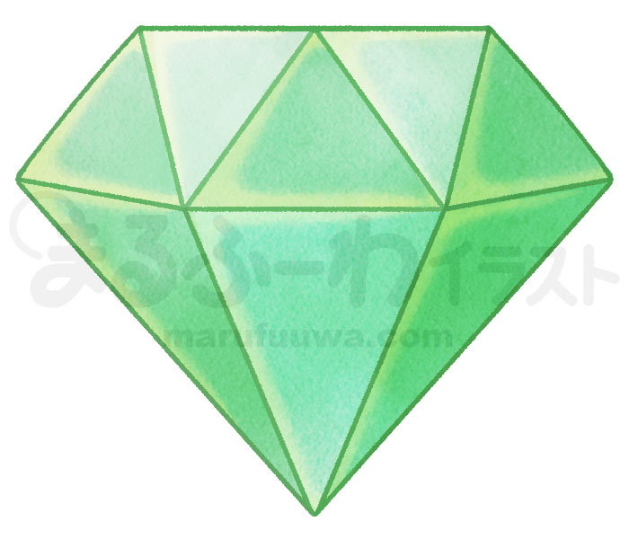 水彩風無料フリー素材のサンプル　緑の宝石のイラスト