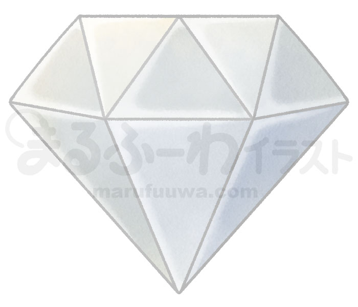 水彩風無料フリー素材のサンプル　透明な宝石（ダイヤモンド）のイラスト
