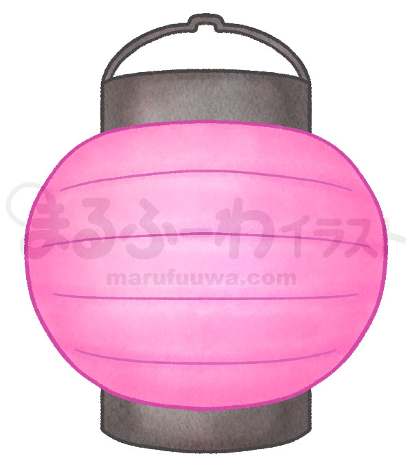 水彩風無料フリー素材のサンプル　ピンクの提灯のイラスト