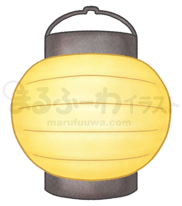 水彩風無料フリー素材のサンプル　黄色い提灯のイラスト