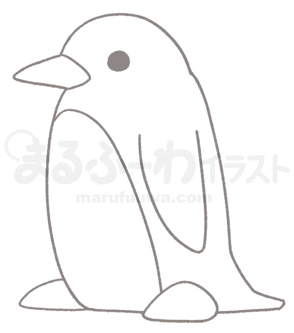 白黒線画の無料フリー素材のサンプル　シンプルなペンギンのイラスト
