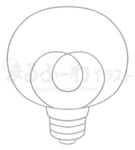 白黒線画の無料フリー素材のサンプル　電球のイラスト