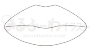 白黒線画の無料フリー素材のサンプル　閉じている口のイラスト