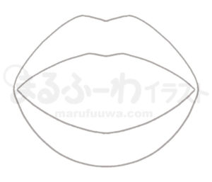 白黒線画の無料フリー素材のサンプル　開いている口のイラスト