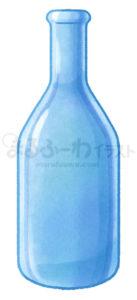 水彩風無料フリー素材のサンプル　青いガラス瓶のイラスト