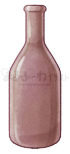 水彩風無料フリー素材のサンプル　茶色いガラス瓶のイラスト